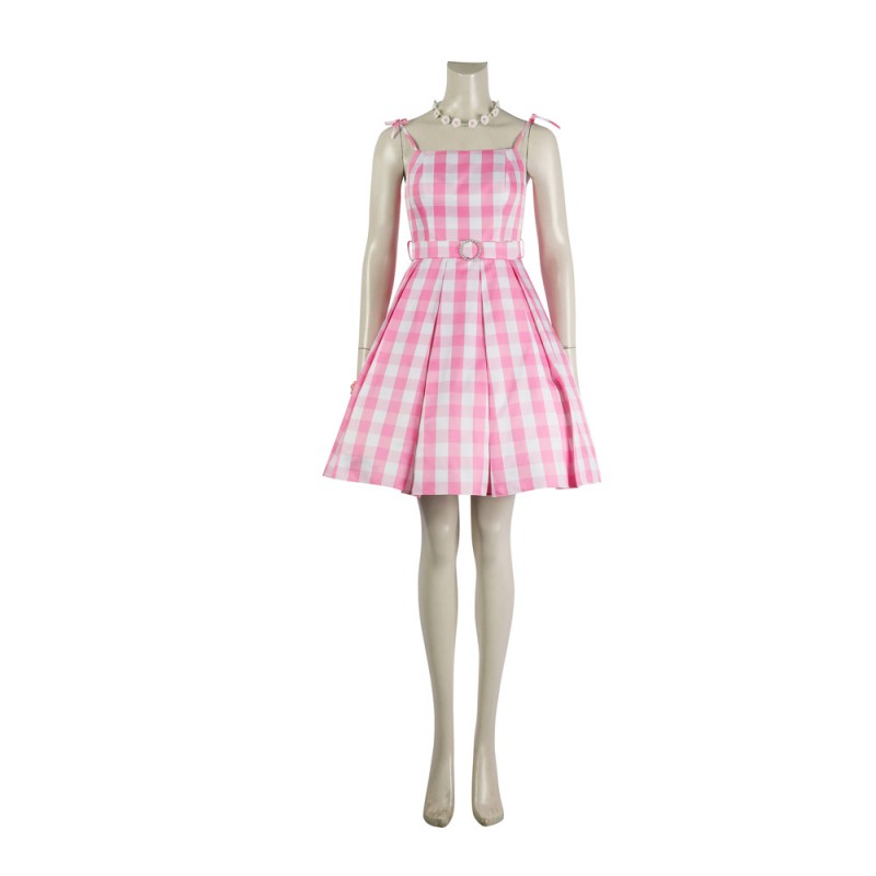 2023 Film Doll Pink Plaid Skirt Cosplay Halloween Costume