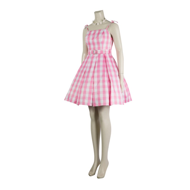 2023 Film Doll Pink Plaid Skirt Cosplay Halloween Costume