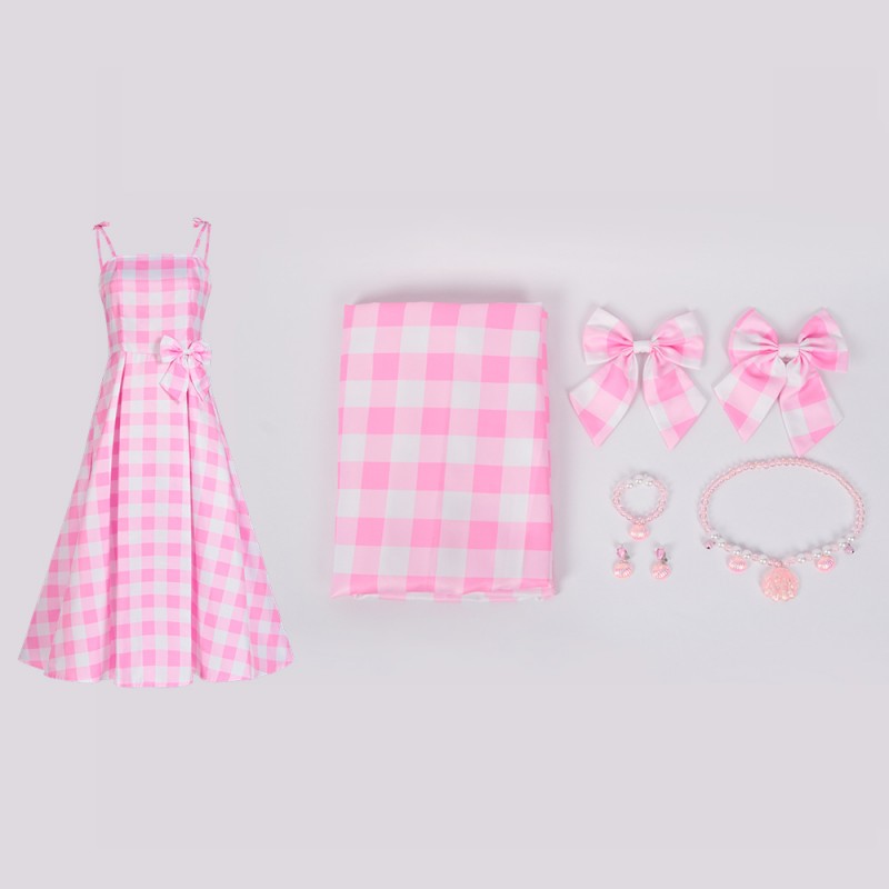 Film 2023 Barbie Margot Robbie Barbie Pink Dress Set Female Cosplay Costume