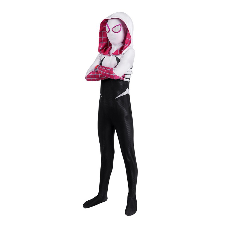 Kids Spider-Man Across The Spider-Verse Gwen Jumpsuit Cosplay Costumes