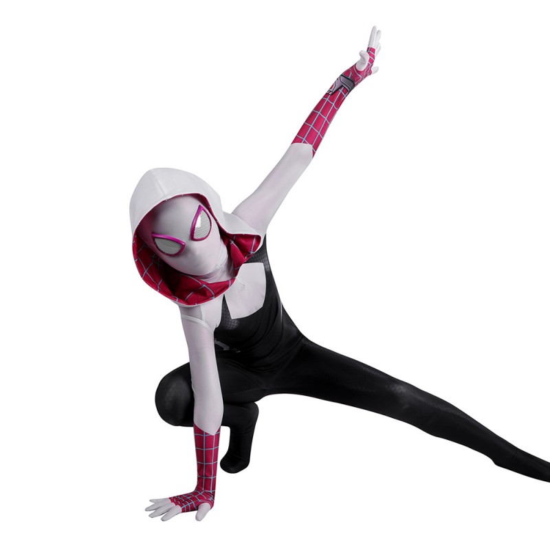 Kids Spider-Man Across The Spider-Verse Gwen Jumpsuit Cosplay Costumes