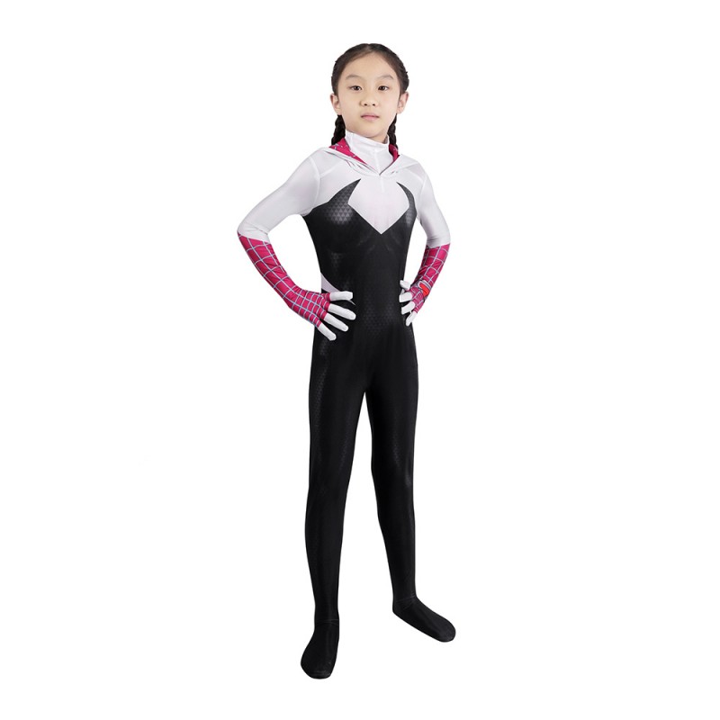 Kids Spider-Man Across The Spider-Verse Gwen Jumpsuit Cosplay Costumes