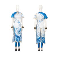 Street Fighter Women Cosplay Costume Chun Li Printed Jumpsuit Version