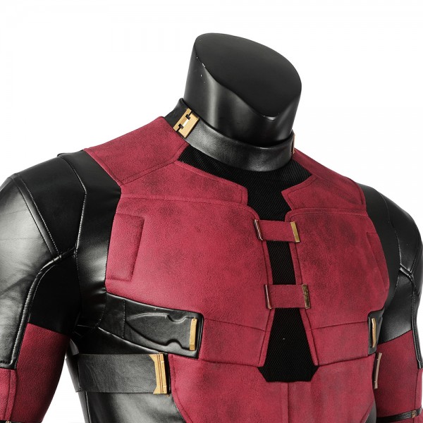 Tuta Completa Cosplay Deadpool 3 &ndash; Costume Wade Wilson Con Abiti In Finta Pelle Rossa Per Halloween