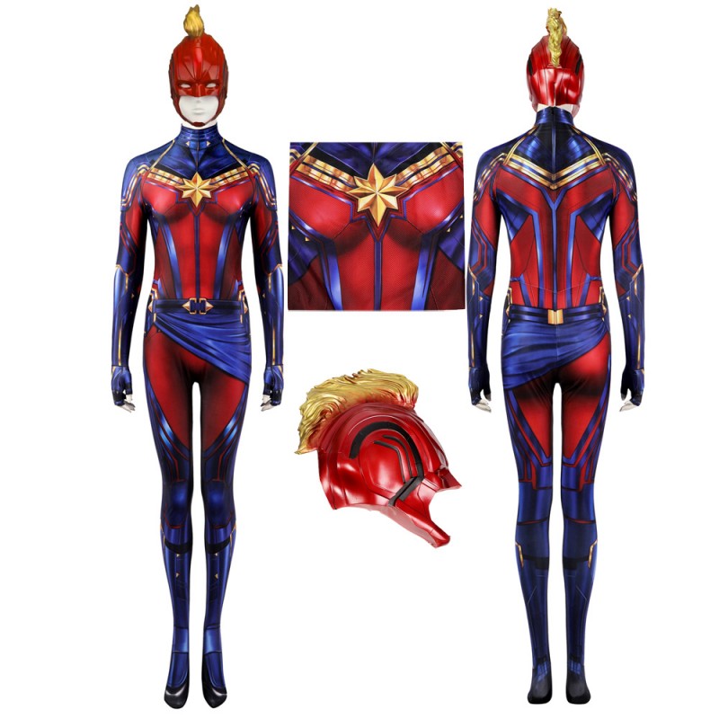 Role Party Captain Marvel Carol Lycra Full Bodysuit – Women’s Book Week Costume, Superhero, Polyester