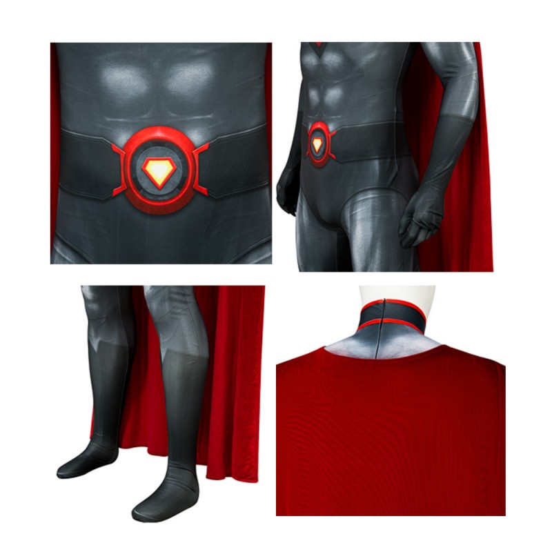 Clark Kent Jumpsuit Halloween Man Cosplay Costume Red Cloak