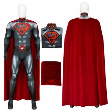 Clark Kent Jumpsuit Halloween Man Cosplay Costume Red Cloak