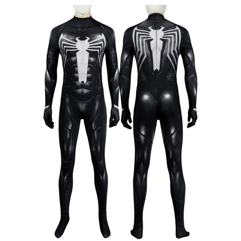 Venom Black Jumpsuit Marvel Spiderman 2 Cosplay Costumes Polyester Halloween Suit