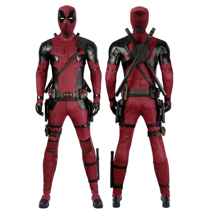 Deadpool Costume Wade Wilson Cosplay Suit Halloween Red Outfit