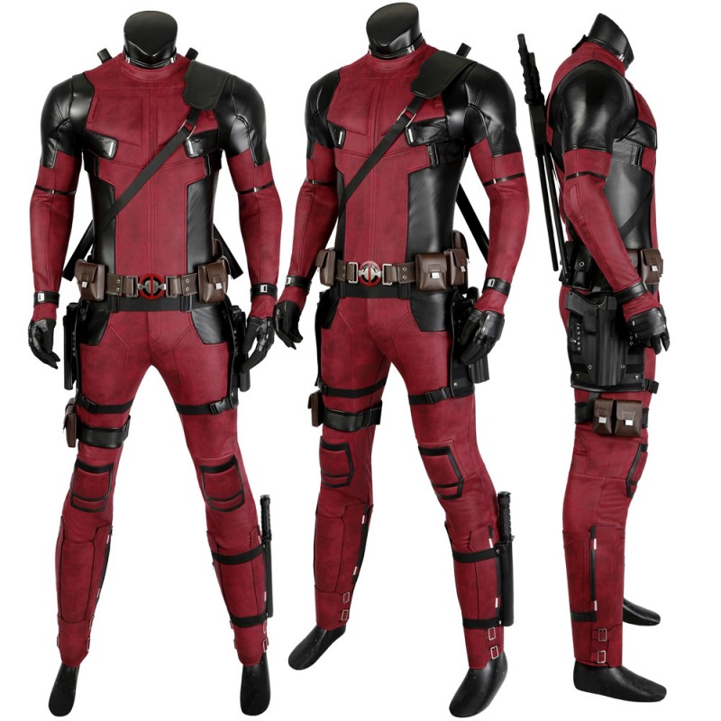 Deadpool Costume Wade Wilson Cosplay Suit Halloween Red Outfit