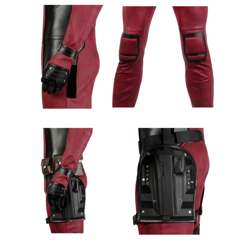 Deadpool Costume Wade Wilson Cosplay Suit Halloween Red Outfit