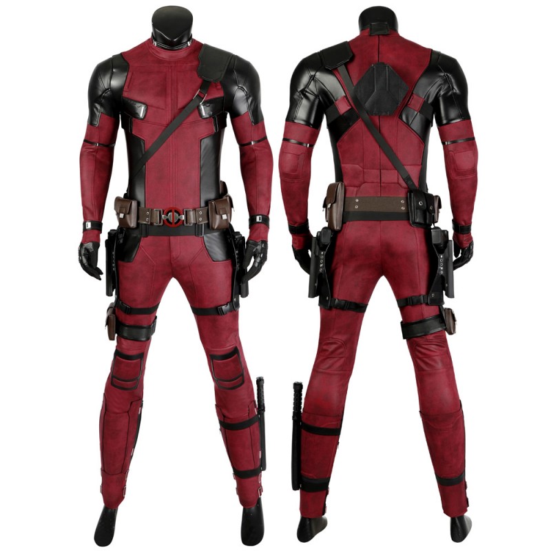 Deadpool Costume Wade Wilson Cosplay Suit Halloween Red Outfit
