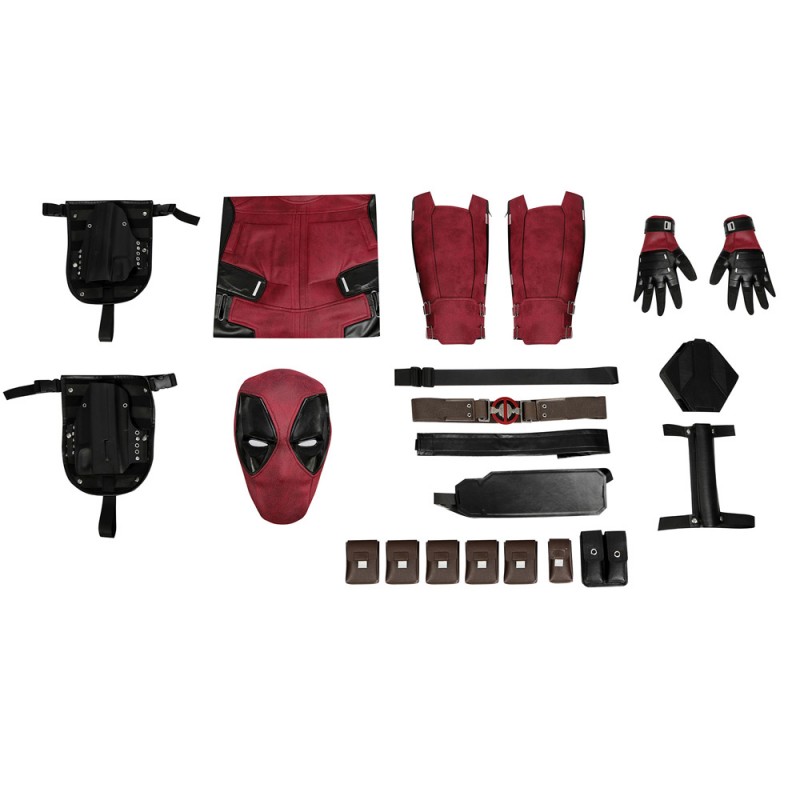 Deadpool Costume Wade Wilson Cosplay Suit Halloween Red Outfit