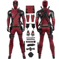 Deadpool Costume Wade Wilson Cosplay Suit Halloween Red Outfit