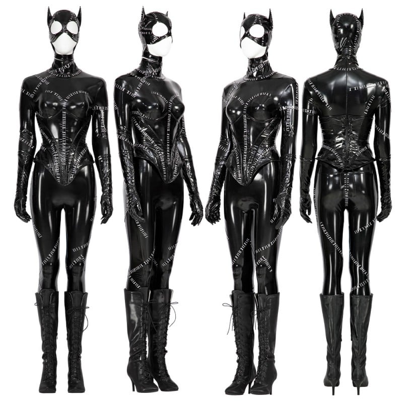 Catgirl Costume Bat Return Selina Kyle Black Halloween Cosplay Suit