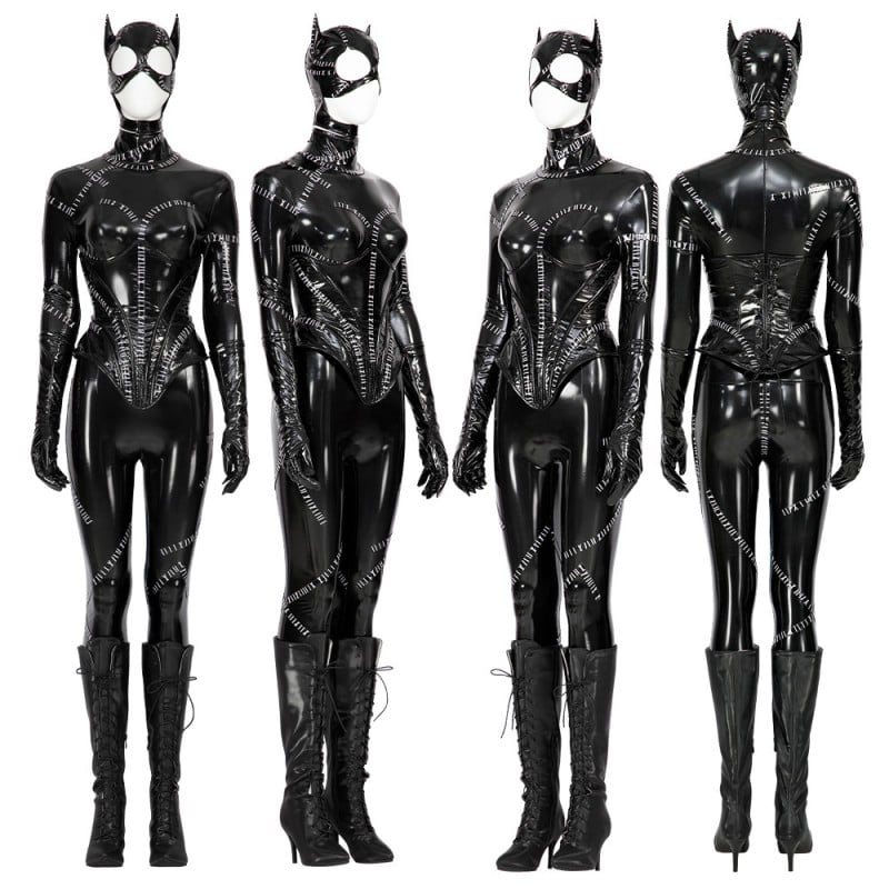 Catgirl Costume Bat Return Selina Kyle Black Halloween Cosplay Suit