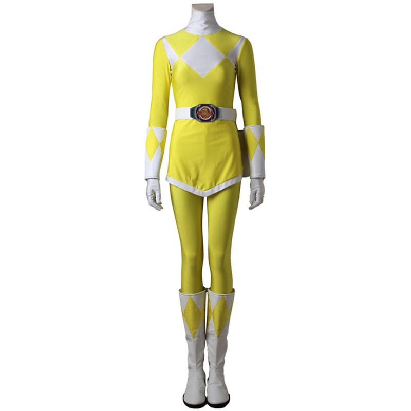 Yellow Ranger Costume Womens Mighty Morphin Power Rangers Cosplay Suit
