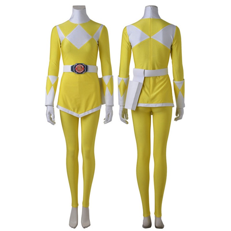 Yellow Ranger Costume Womens Mighty Morphin Power Rangers Cosplay Suit