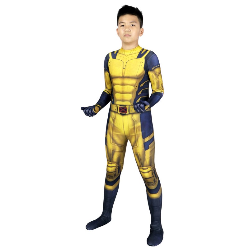 Kids Wolverine Jumpsuit Yellow Deadpool 3 Wolverine Cosplay Costumes