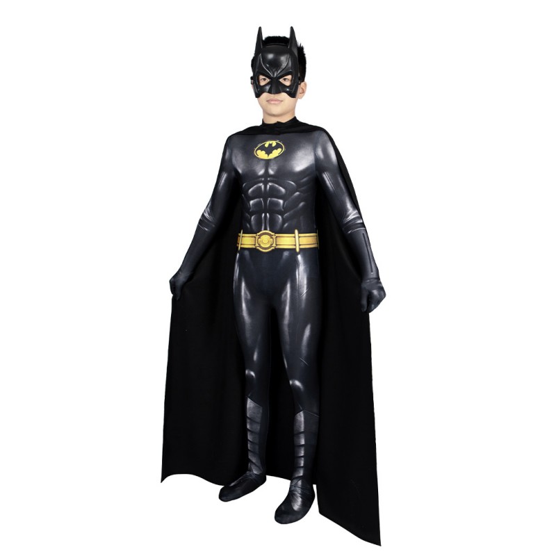 Kids Michael Keaton Suit TF Bat Bruce Wayne Jumpsuit Cosplay Costumes