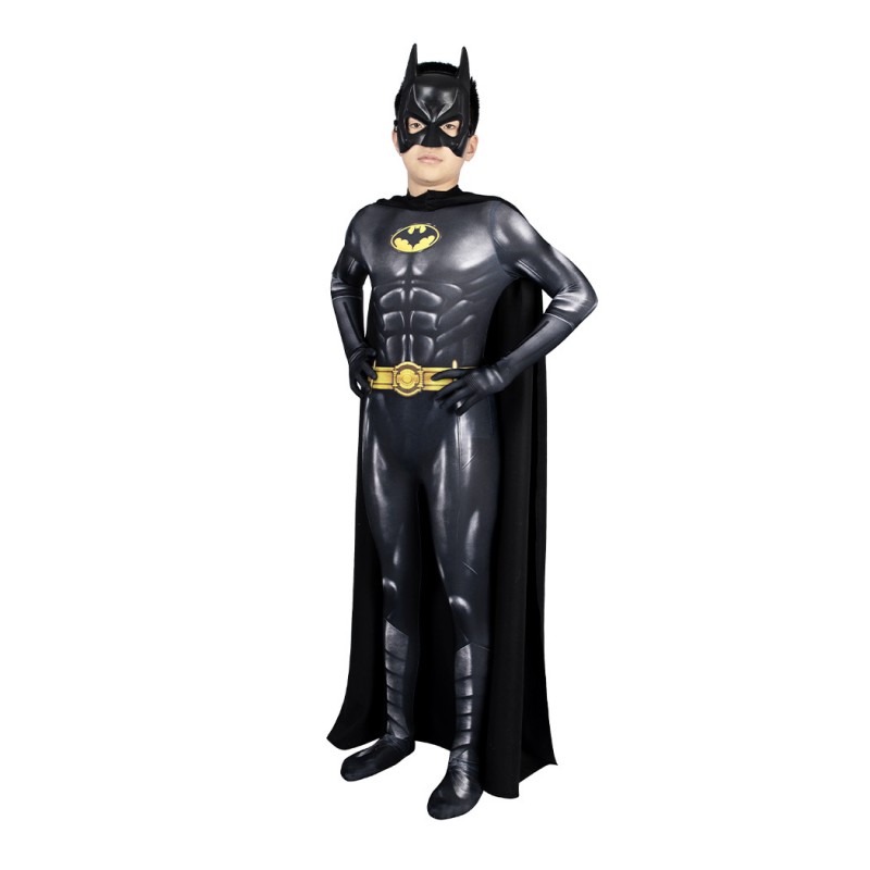 Kids Michael Keaton Suit TF Bat Bruce Wayne Jumpsuit Cosplay Costumes
