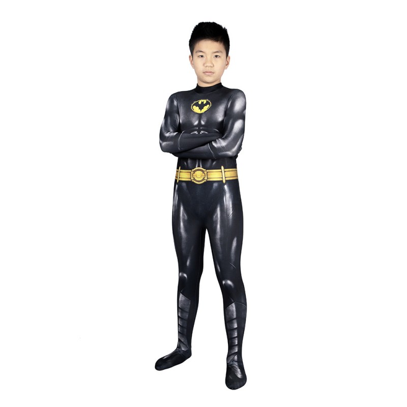 Kids Michael Keaton Suit TF Bat Bruce Wayne Jumpsuit Cosplay Costumes