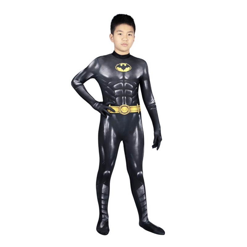Kids Michael Keaton Suit TF Bat Bruce Wayne Jumpsuit Cosplay Costumes