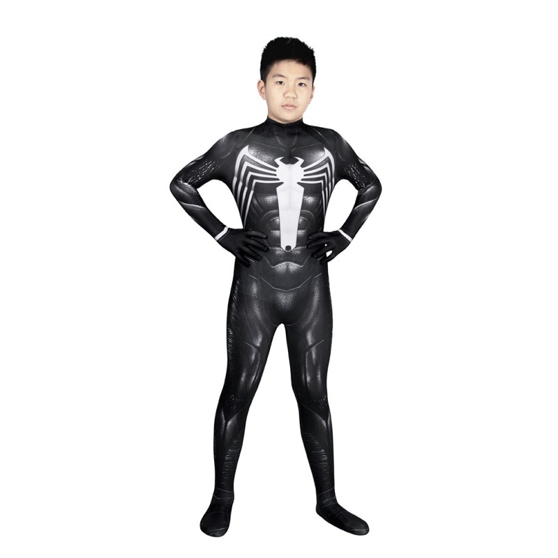 Kids Spiderman Venom Black Suit Spiderman 2 Jumpsuit Cosplay Costumes