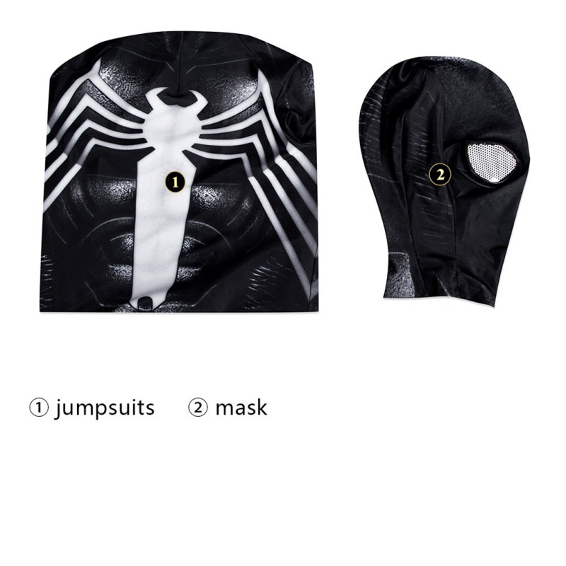 Kids Spiderman Venom Black Suit Spiderman 2 Jumpsuit Cosplay Costumes