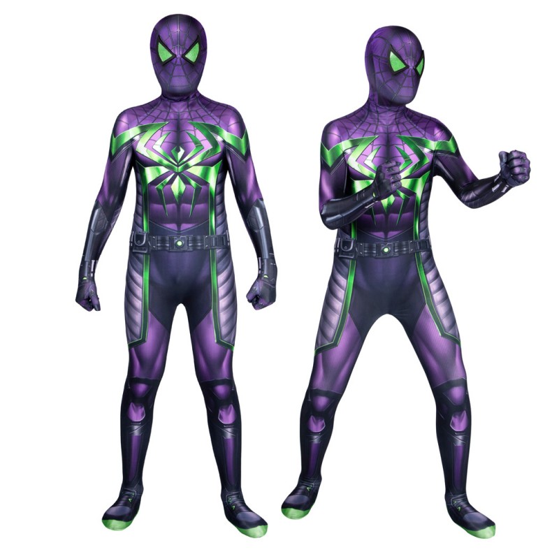 Kids Miles Morales Jumpsuit Spider-Man Purple Suit Halloween Cosplay Costumes