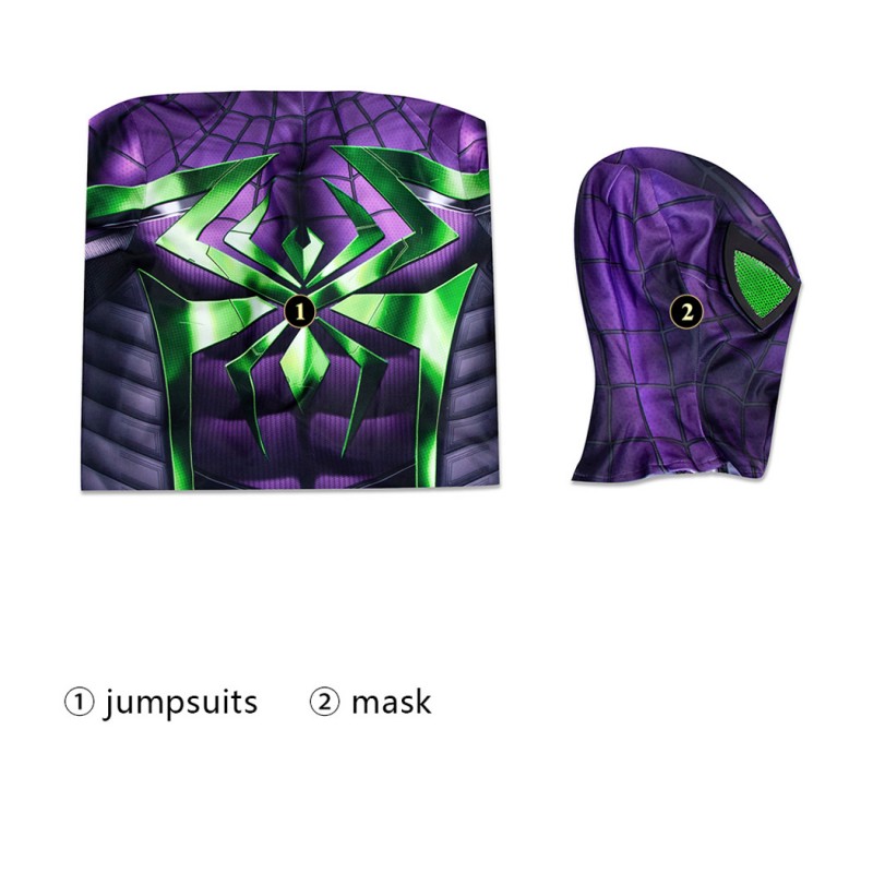 Kids Miles Morales Jumpsuit Spider-Man Purple Suit Halloween Cosplay Costumes