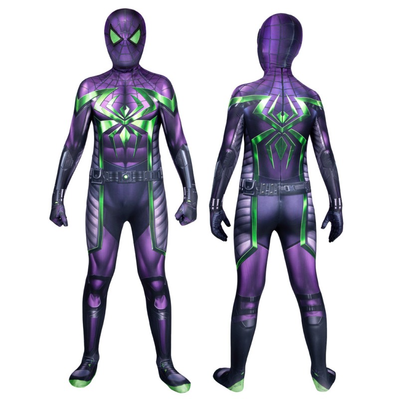 Kids Miles Morales Jumpsuit Spider-Man Purple Suit Halloween Cosplay Costumes