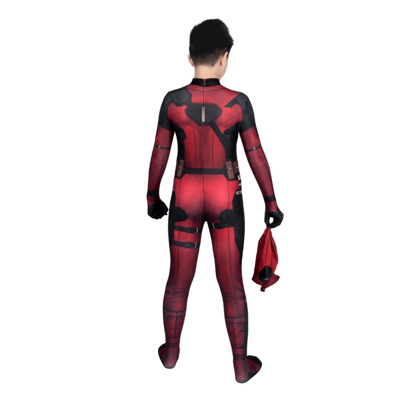 Kids Deadpool Red Jumpsuit Deadpool 3 Wade Wilson Cosplay Costumes Halloween Suit