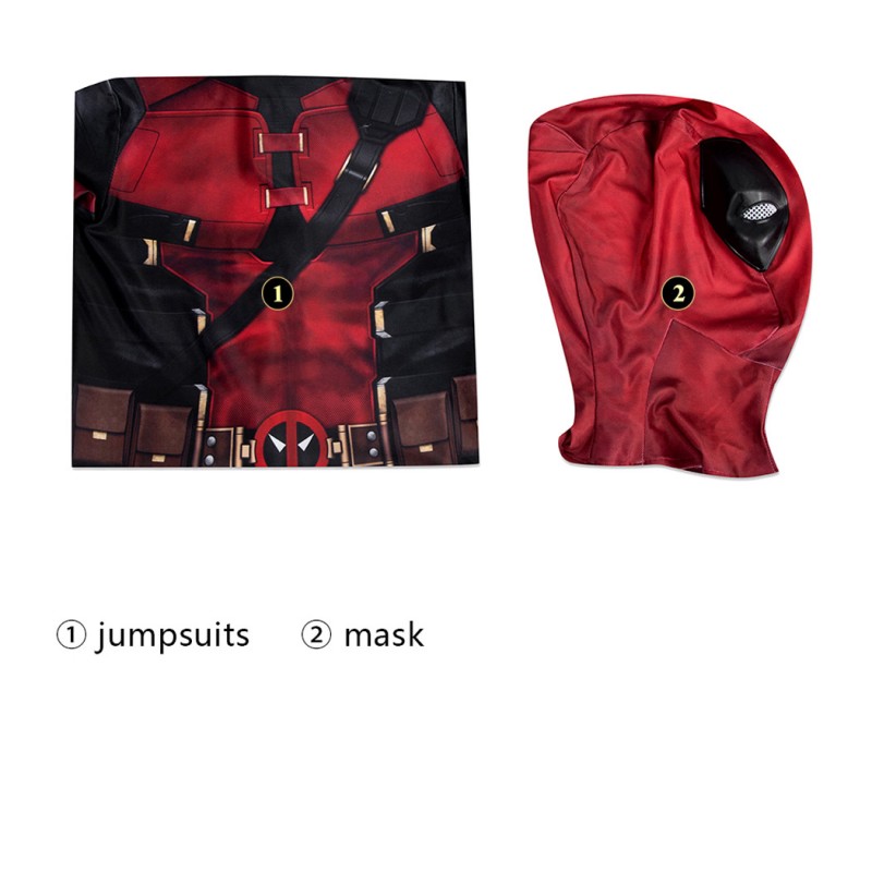 Kids Deadpool Red Jumpsuit Deadpool 3 Wade Wilson Cosplay Costumes Halloween Suit