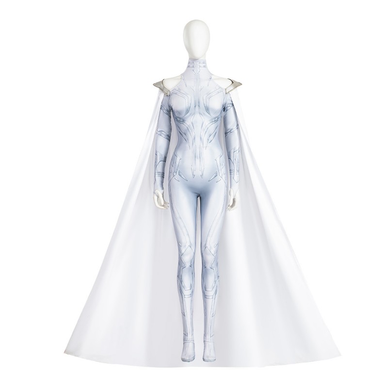 Hela White Jumpsuit Suppose That Season 2 Cosplay Costumes with Cape