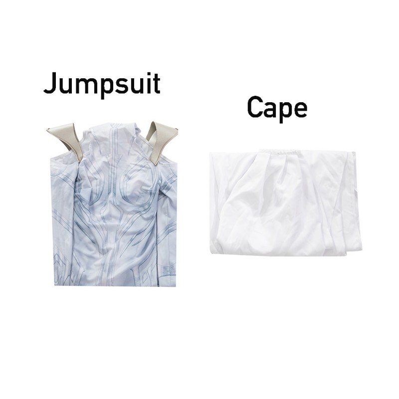 Hela White Jumpsuit Suppose That Season 2 Cosplay Costumes with Cape