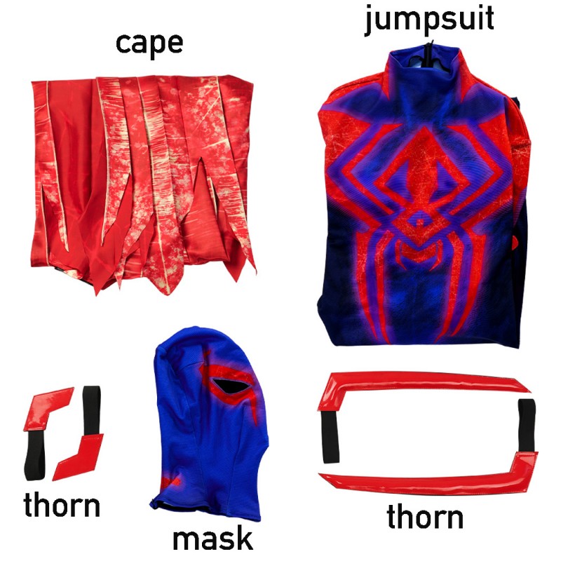 Spider-Man Across the Spider-Verse Suit Spiderman 2099 Jumpsuit Cosplay Costumes with Cape