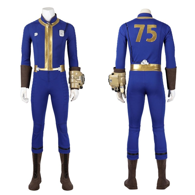 Fallout 4 Vault Jumpsuit No. 75 Sheltersuit Male Cosplay Costumes Dweller Blue Outfits