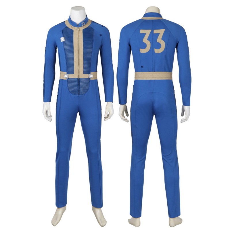 Clearance Sale - Ready To Ship - Male Vault 33 Cosplay Costume Blue Halloween Suit Uniform