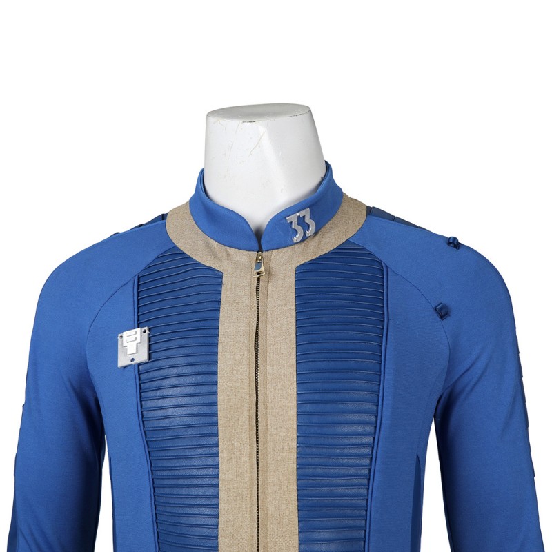 Clearance Sale - Ready To Ship - Male Vault 33 Cosplay Costume Blue Halloween Suit Uniform