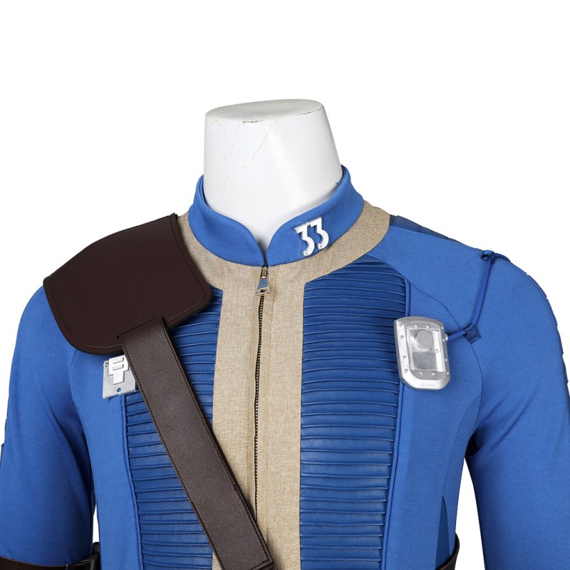 Clearance Sale - Ready To Ship - Male Vault 33 Cosplay Costume Blue Halloween Suit Uniform