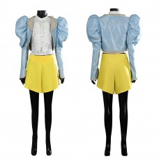 Poor Things Costume Bella Baxter Cosplay Suit Blue Coat Yellow Skirt