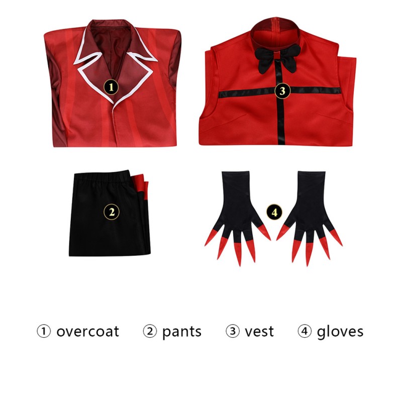 Alastor Halloween Costume Hazbin Hotel Cosplay Suit Men Red Outfits