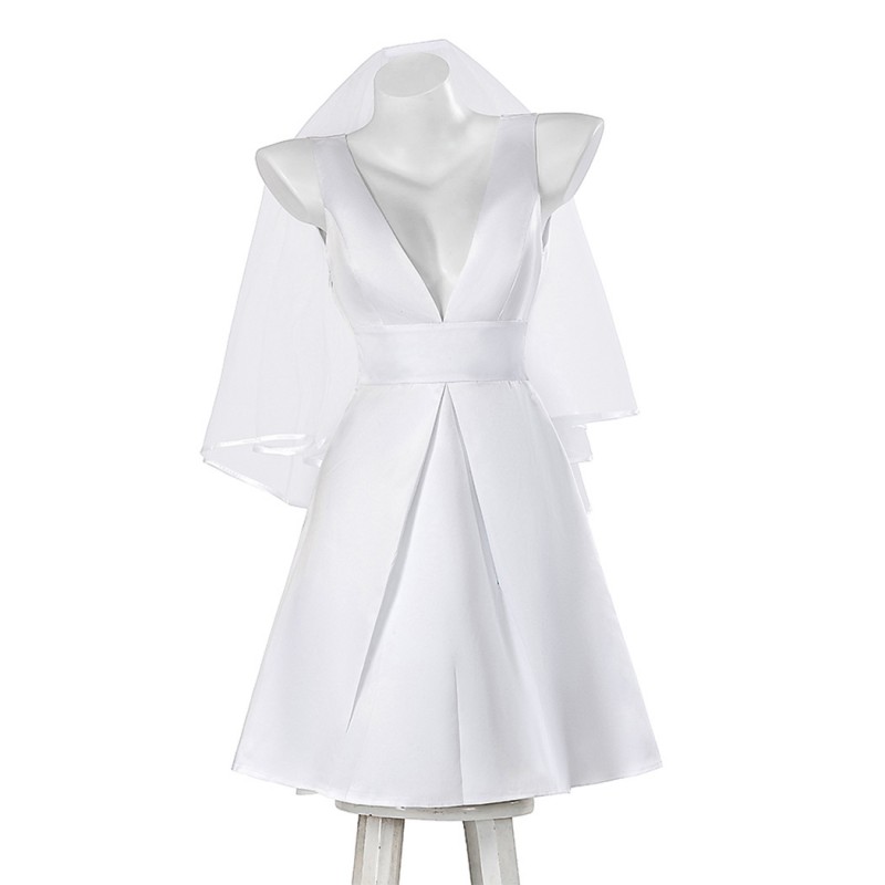 Lady Halloween Costume Stefani Germanotta Cosplay Suit White Wedding Dress