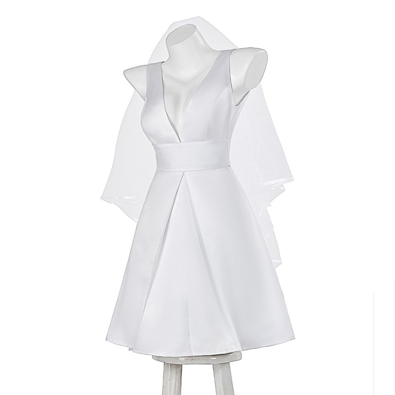 Lady Gaga Halloween Costume Stefani Germanotta Cosplay Suit White Wedding Dress