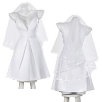 Lady Halloween Costume Stefani Germanotta Cosplay Suit White Wedding Dress