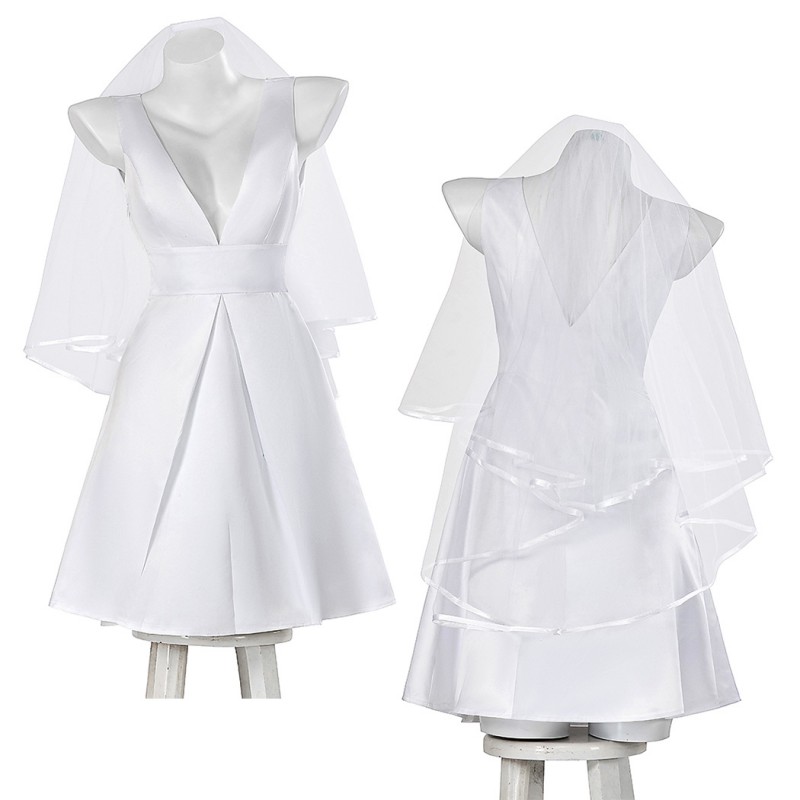 Lady Halloween Costume Stefani Germanotta Cosplay Suit White Wedding Dress