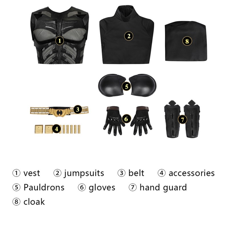 Bruce Costume Knight Cosplay Suit Men Black Outfit