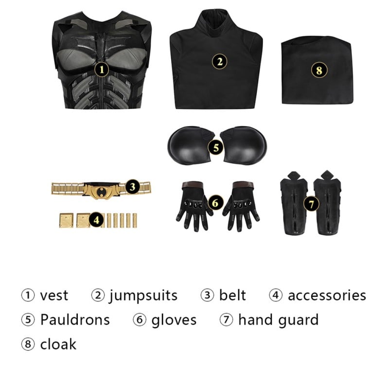 Ready To Ship Bruce Costume Knight Cosplay Suit Men Black Outfit