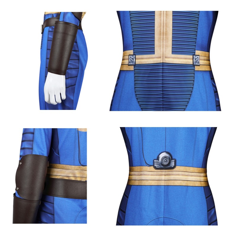 Male Lucy Vault Cosplay Costume Adult Blue Bodysuit Halloween Suit